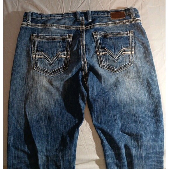Buckle Jeans Mens 38R 38x32 Blue Denim BKE Tyler Straight Leg Faded Western #3 - Picture 4 of 8